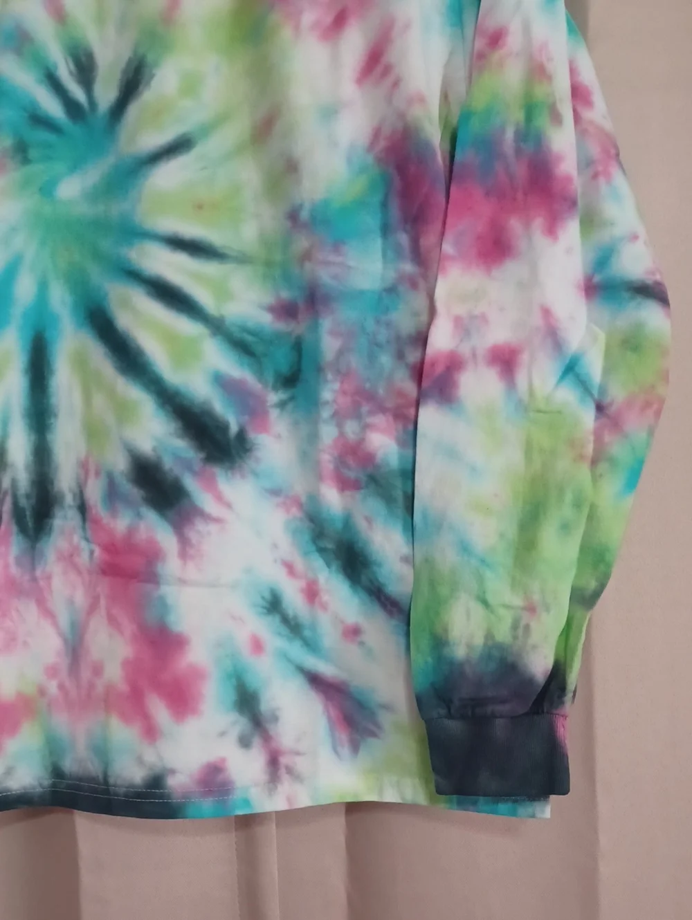 Handmade Custom Long Sleeve Spiral Tie Dye Crewneck Top Youth XL/Unisex Adult XS